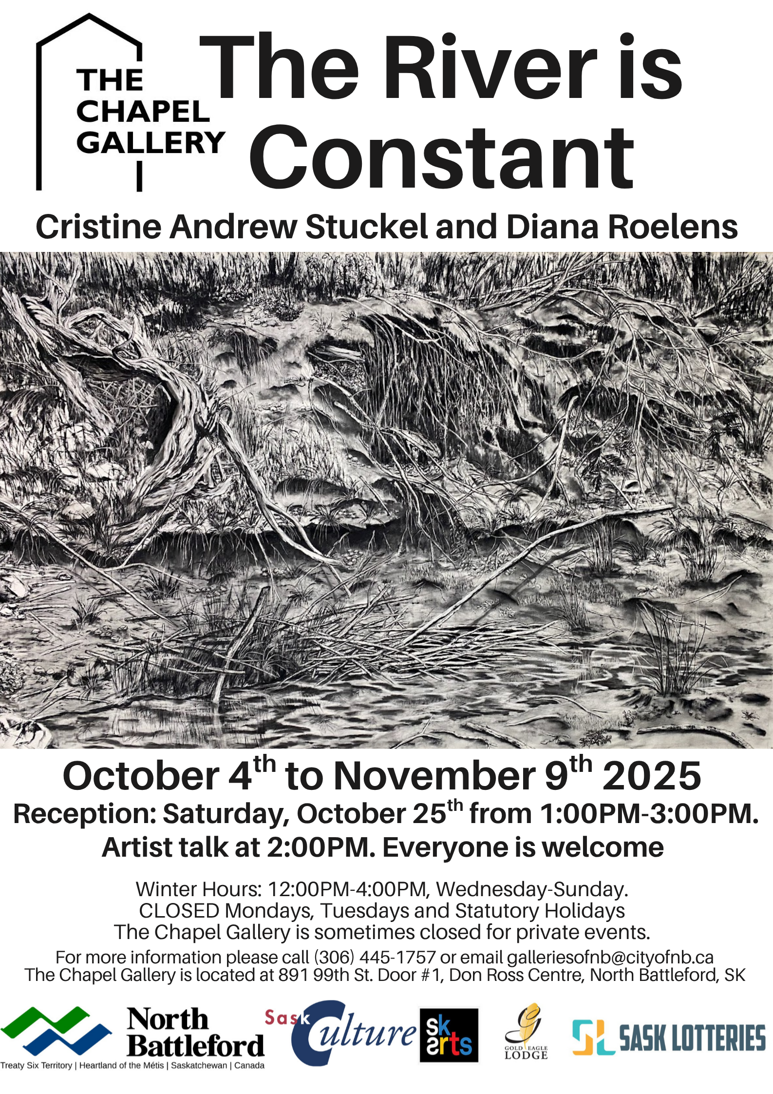 Large Scale Charcoal Drawings on Canvas of the North Sask River Valley